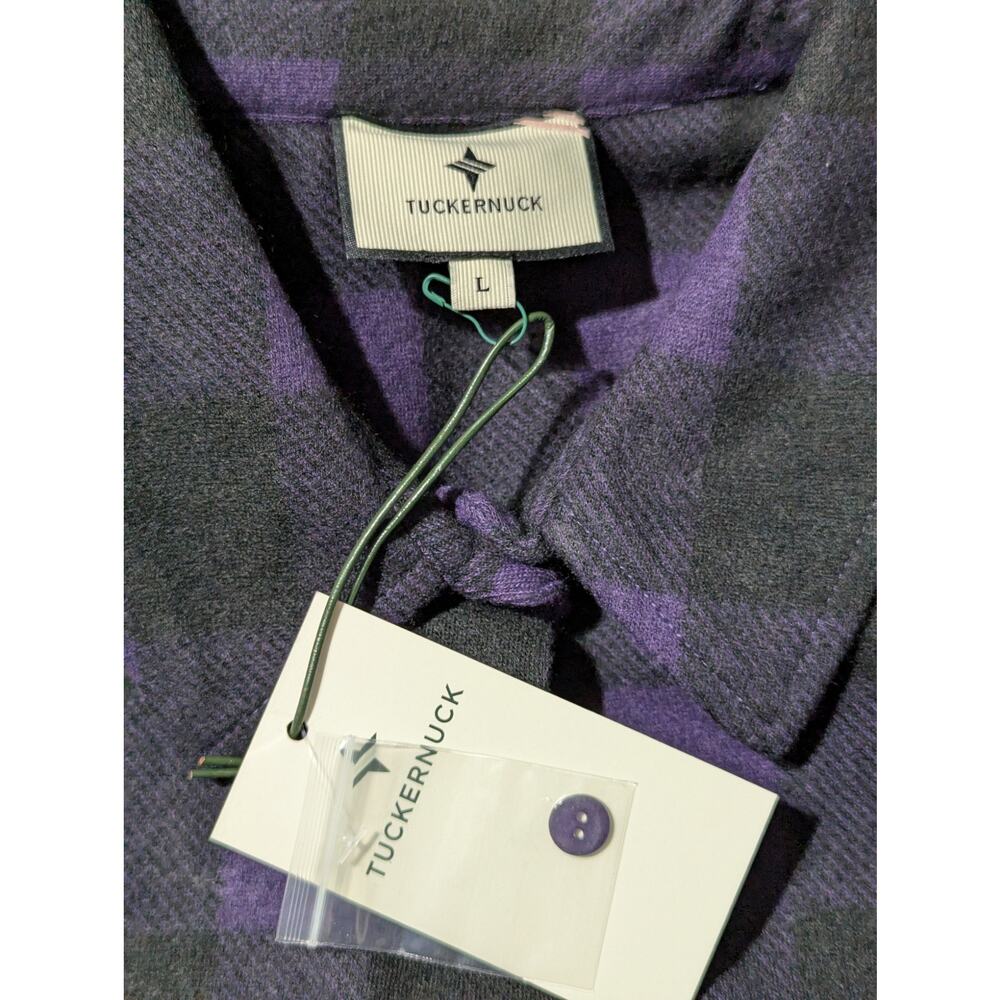 Tuckernuck Flannel Shirt Large Purple Black Buffalo Check Plaid Western Yoke NWT - Picture 9 of 15